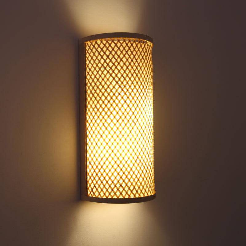 Applique en bambou style japonais à LED arrondie - vue 4 sur 5