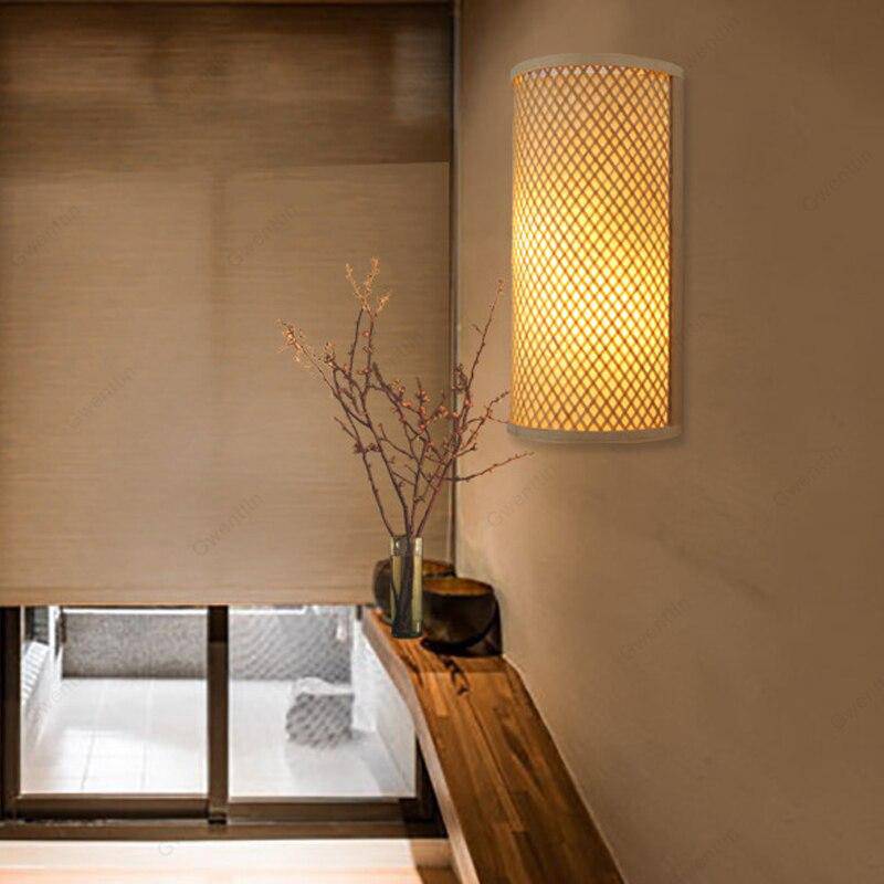 Applique en bambou style japonais à LED arrondie