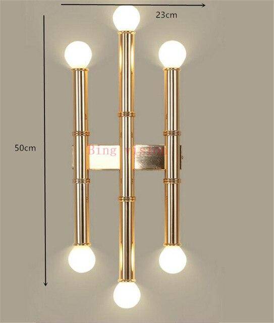 Applique murale moderne LED style bambou en métal doré - vue 4 sur 4
