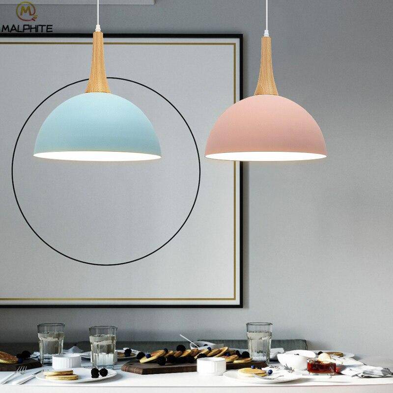 Suspension demi boule coloré et support en bois - vue 2 sur 16