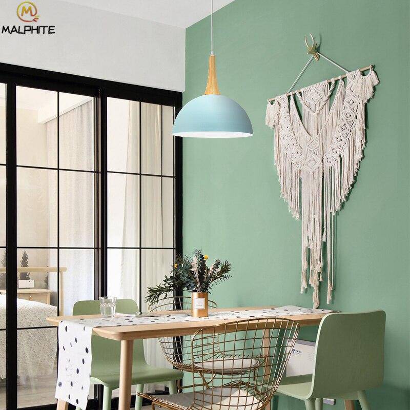 Suspension demi boule coloré et support en bois - vue 3 sur 16