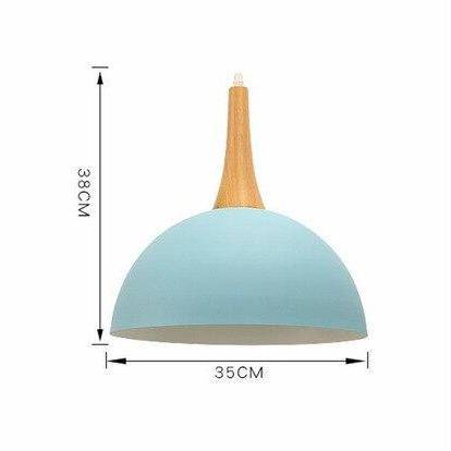 Suspension demi boule coloré et support en bois