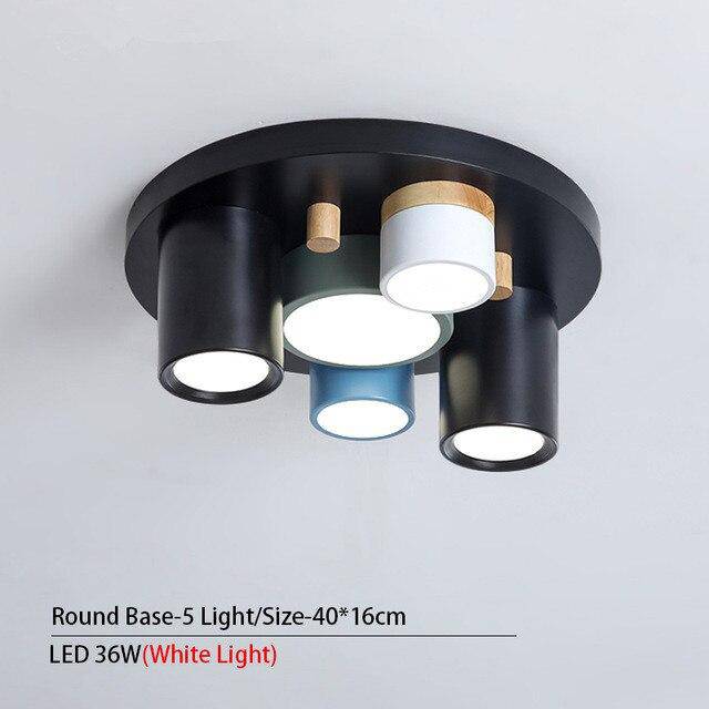 Plafonnier design avec plusieurs spots cylindriques colorés à LED - vue 10 sur 13