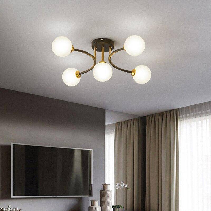 Lustre design à LED en métal avec plusieurs boules en verre Creative - vue 4 sur 15