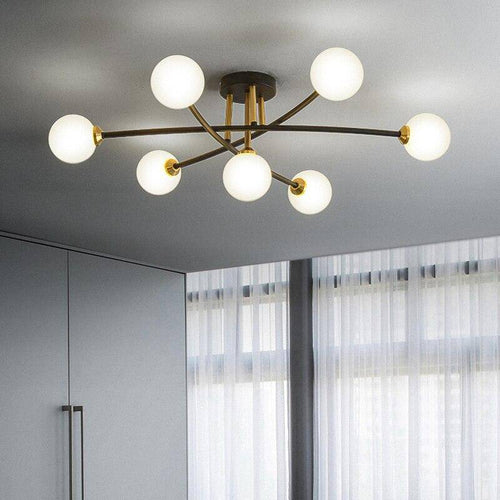 Lustre design à LED en métal avec plusieurs boules en verre Creative