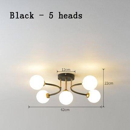 Lustre design à LED en métal avec plusieurs boules en verre Creative - vue 13 sur 15