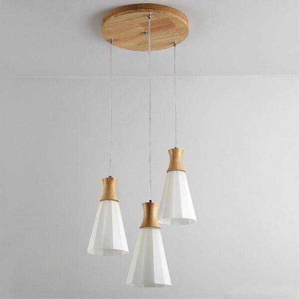 Suspension design en cône en bois à LED style japonais - vue 4 sur 7