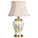 Lampe à poser en céramique LED avec abat-jour blanc style Japonais