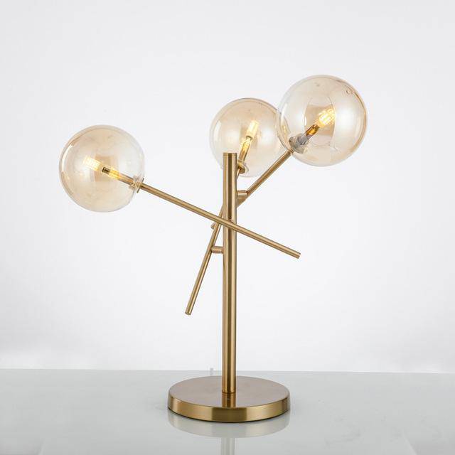 Lampe à poser design dorée et boules en verre - vue 4 sur 5