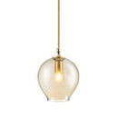 Suspension design LED en verre cristal et anneaux dorés