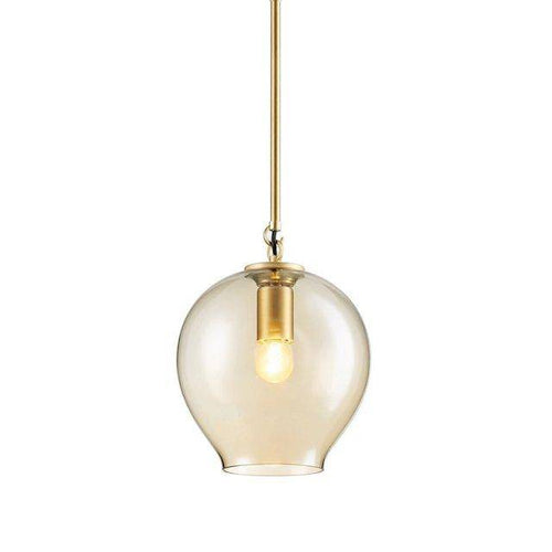 Suspension design LED en verre cristal et anneaux dorés