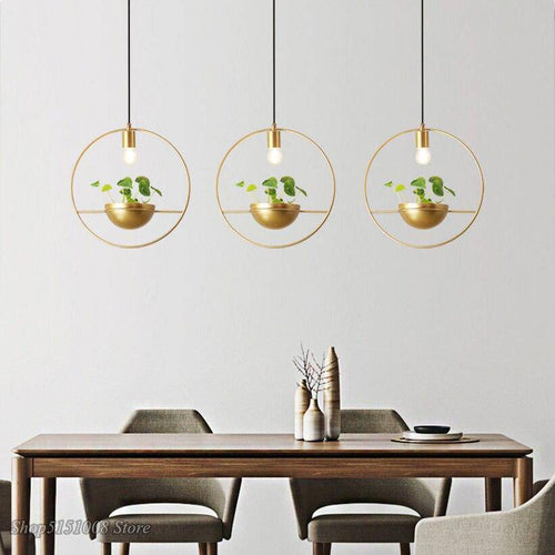 Suspension design LED avec anneau doré et métal et demi-sphère Luxury