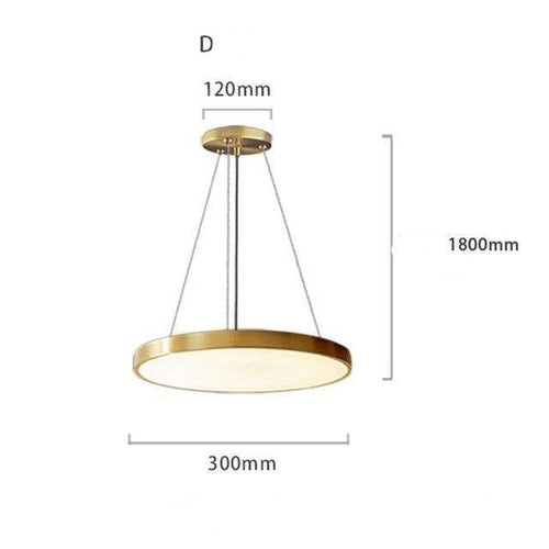 Suspension design LED avec cercle doré et finitions Creative