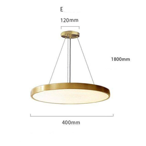 Suspension design LED avec cercle doré et finitions Creative