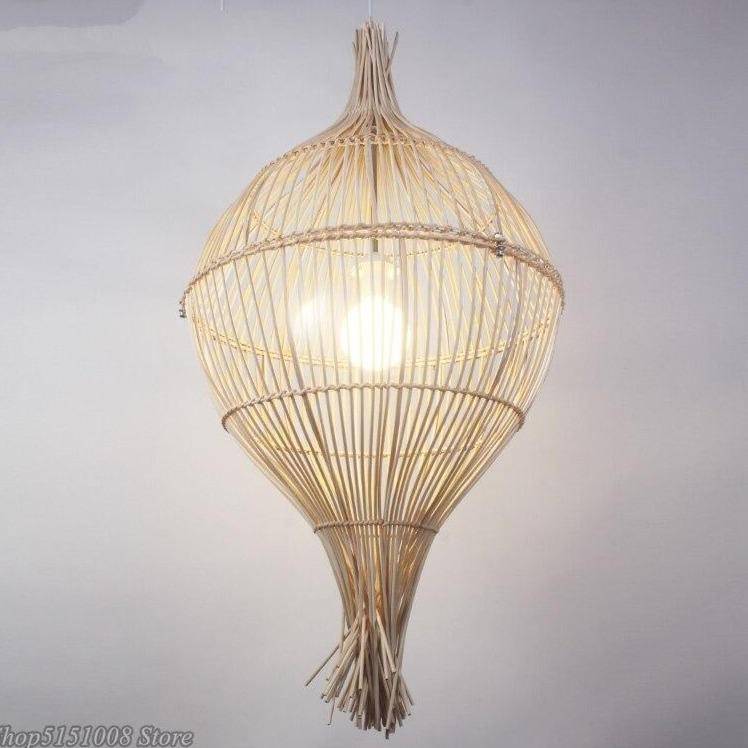 Suspension rustique LED avec abat-jour en rotin Rui - vue 5 sur 4