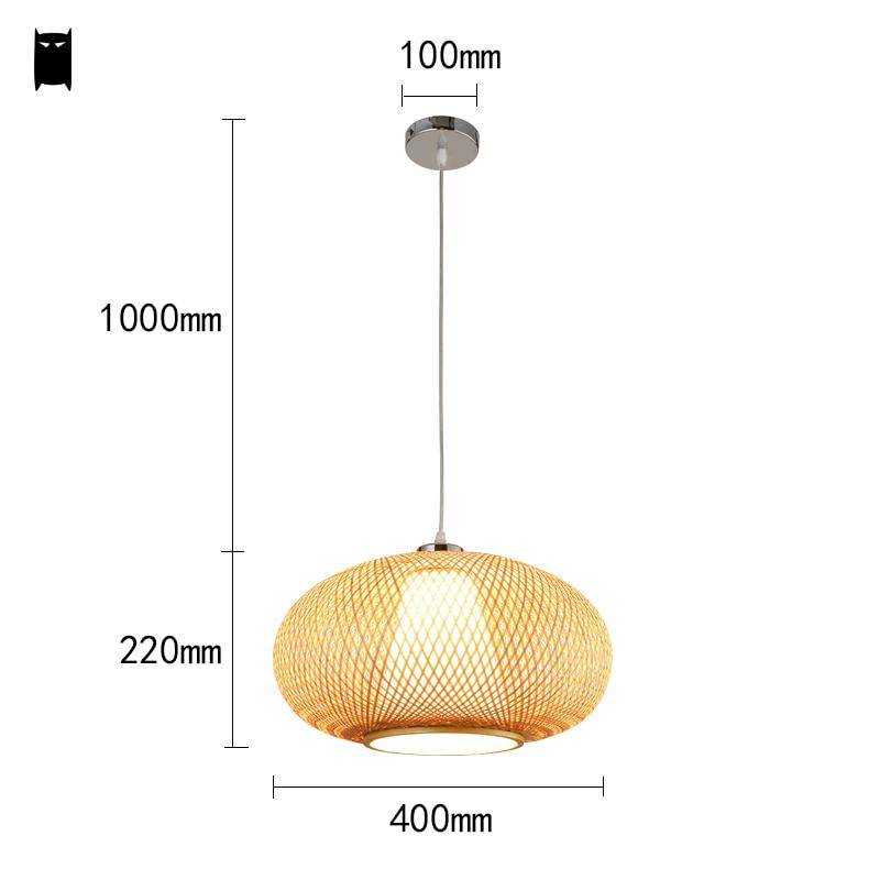Suspension en bambou design en boule ovale - vue 6 sur 6