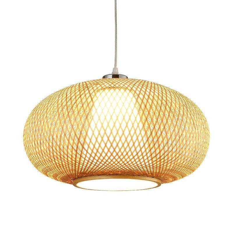 Suspension en bambou design en boule ovale - vue 5 sur 6