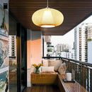 Suspension en bambou design en boule ovale