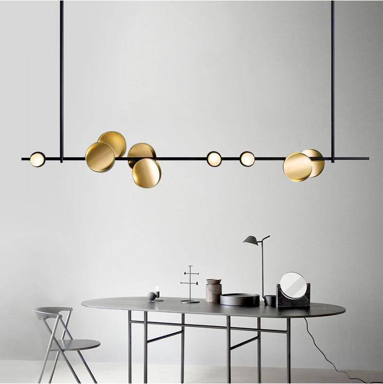 Suspension design à LED en métal et disque doré Luxury - vue 2 sur 6