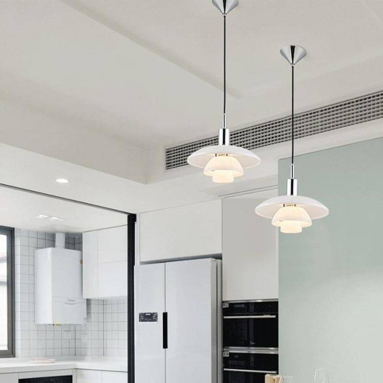 Suspension design LED avec abat-jour en aluminium blanc Loft - vue 3 sur 5