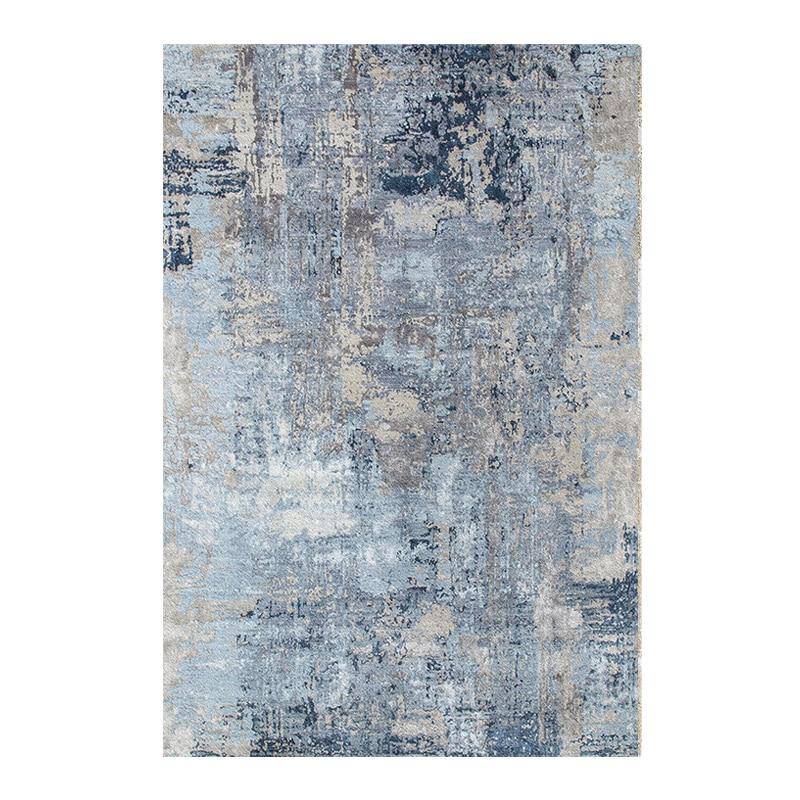 Tapis moderne rectangle au style abstrait beige et bleu - vue 4 sur 3