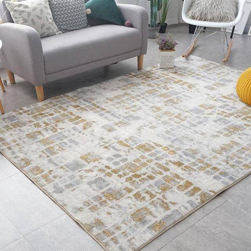 Tapis moderne rectangle aux motifs vintages jaunes