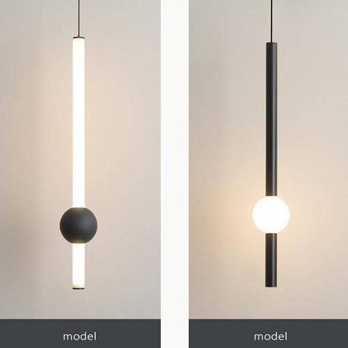 Suspension design LED cylindre avec boule en verre Mosko - vue 5 sur 5