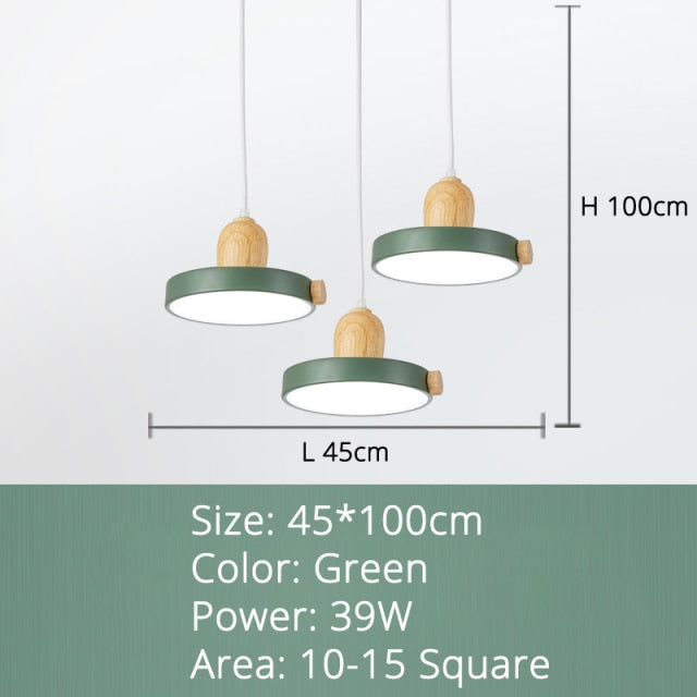 Lustre scandinave circulaire en bois et métal coloré Carmina