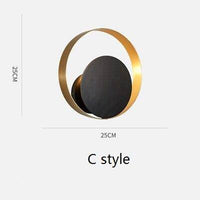 Modern LED wall light with luxury gold metal disc