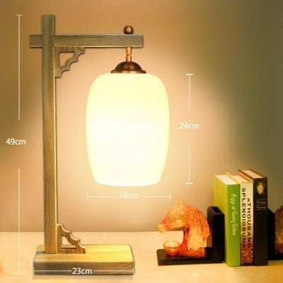 Lampe de bureau ou chevet potence style chinois en bois - vue 12 sur 12