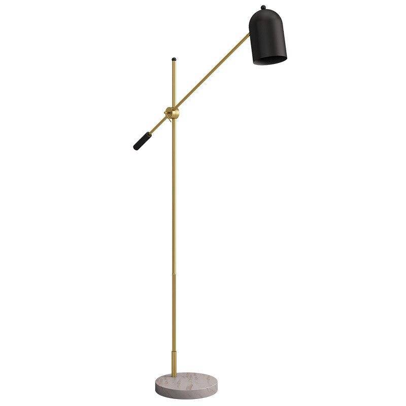 Lampadaire design LED doré avec abat-jour noir et socle en marbre - vue 7 sur 7