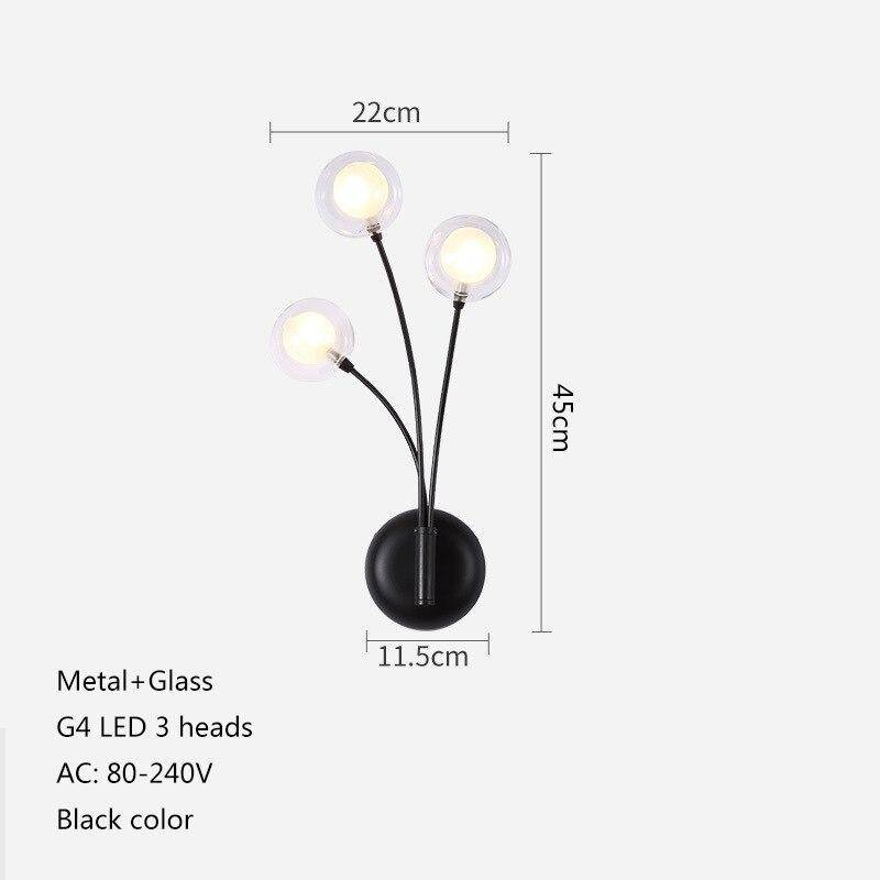 Applique murale design à LED noire avec trois boules en verre Hotel - vue 7 sur 6