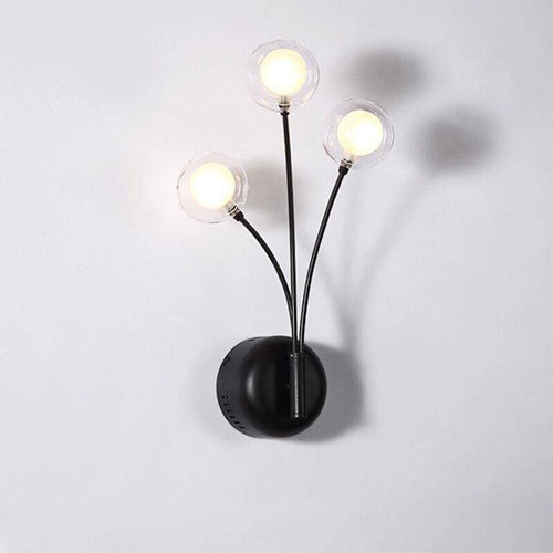 Applique murale design à LED noire avec trois boules en verre Hotel