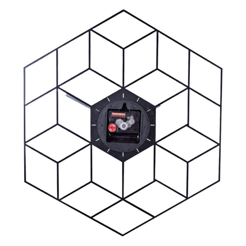 Horloge murale hexagonale en métal 40cm Cube