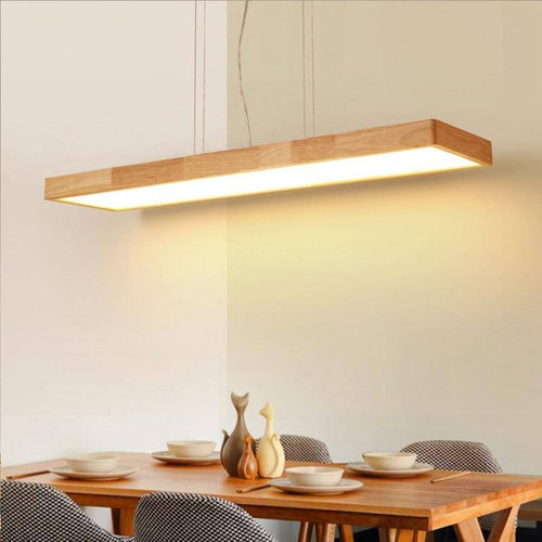 Lustre moderne à LED avec rectangle aux bords épais en bois Fly - vue 3 sur 8