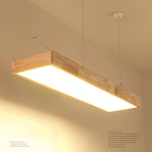 Lustre moderne à LED avec rectangle aux bords épais en bois Fly - vue 5 sur 8