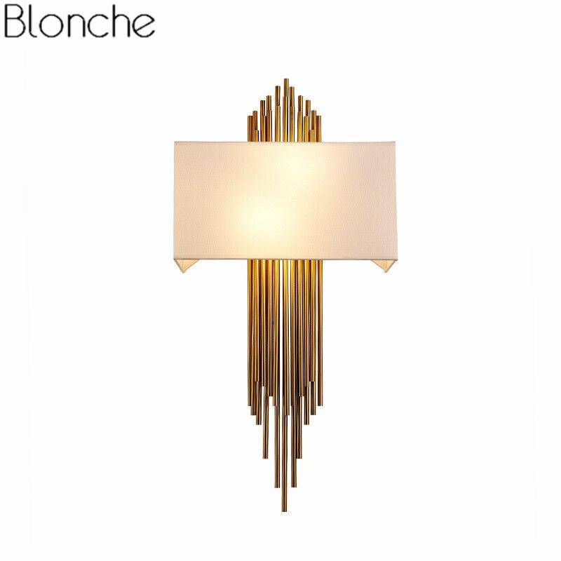 Applique murale design à LED dorée avec abat-jour blanc Luxury