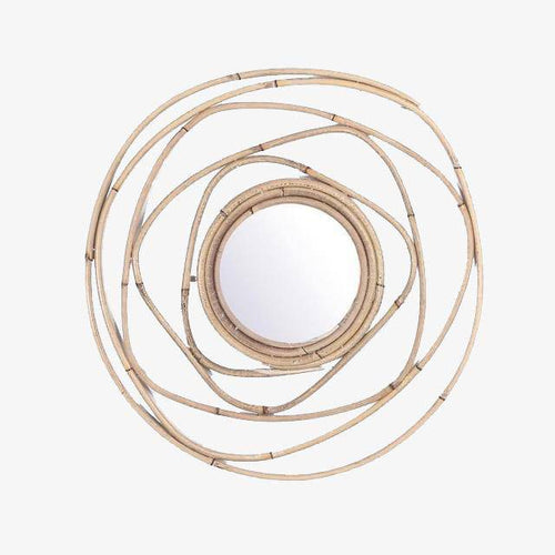 Miroir murale rond décoratif en rotin 40cm