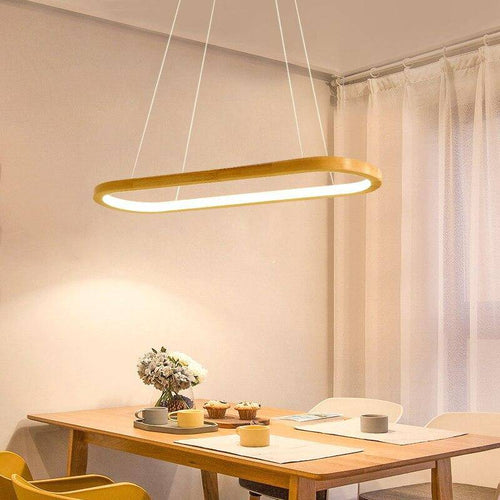 Lustre design à LED avec anneau en bois Light - vue 3 sur 6