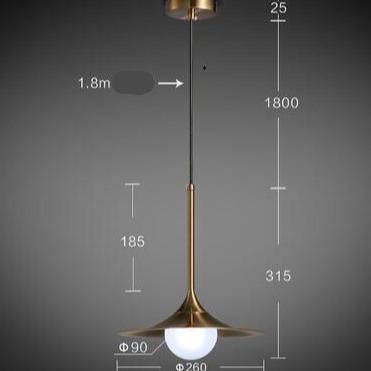 Lustre design LED avec abat-jour doré style Hang - vue 5 sur 5