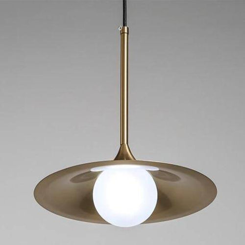 Lustre design LED avec abat-jour doré style Hang