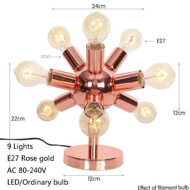 Lampe à poser design à LED rose gold avec plusieurs ampoules Creative - vue 6 sur 7