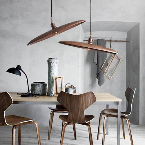 Suspension design à LED avec abat-jours en bois style Nordic - vue 4 sur 20