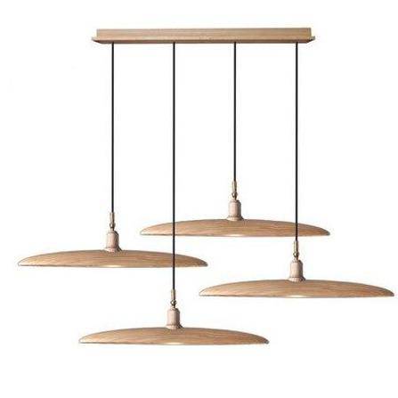 Suspension design à LED avec abat-jours en bois style Nordic - vue 10 sur 20