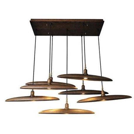Suspension design à LED avec abat-jours en bois style Nordic - vue 7 sur 20