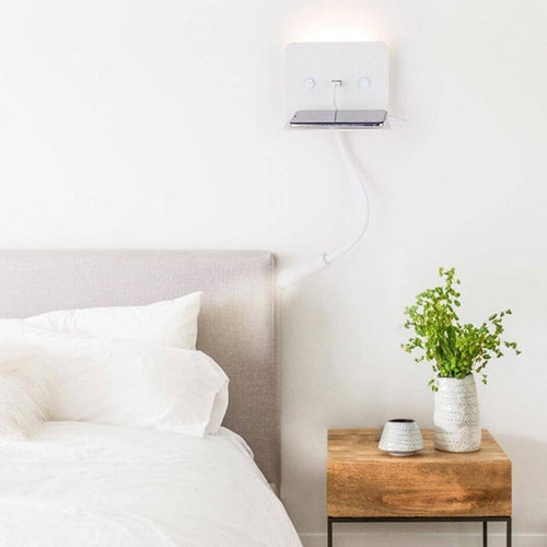 Applique à spot LED ajustable avec tablette et prise USB - vue 3 sur 4