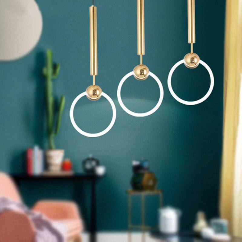 Suspension design ronde à LED et support dorée Jaxlong - vue 5 sur 10