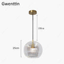 Suspension LED boule en verre avec tige dorée Modern