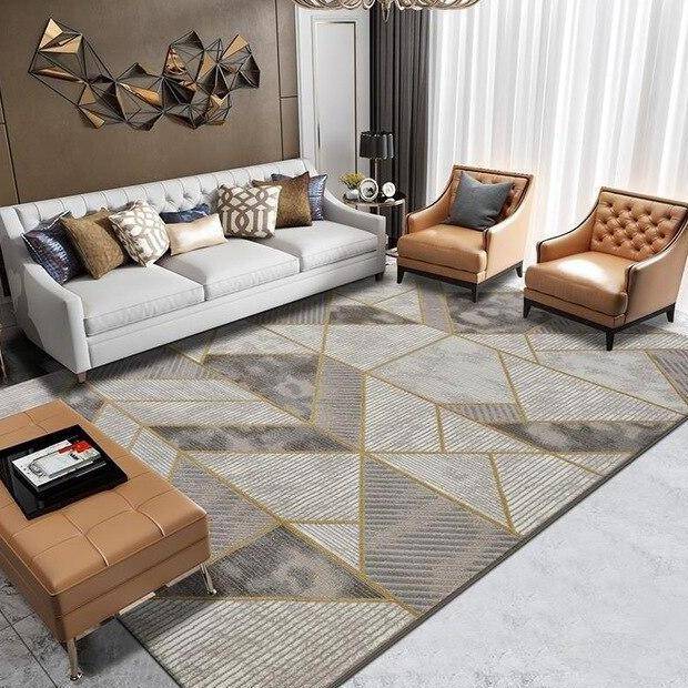 Tapis rectangle aux formes géométriques grises Shen
