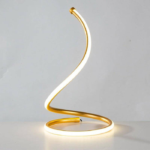 Minimalist spiral LED table lamp in white or gold - vue 4 sur 3
